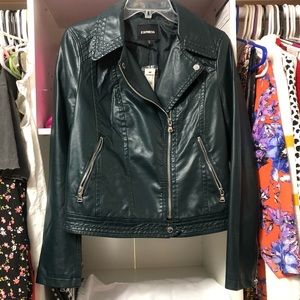 NWT Express Faux Fur Collar Leather Moto Jacket